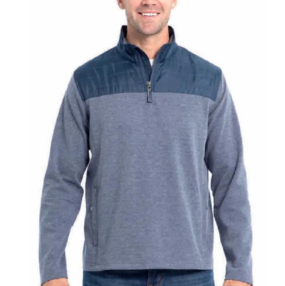 Eddie Bauer Blue 1/4 Zip Mock Neck Outdoor Pullover Sweatshirt Size Large - Picture 1 of 8